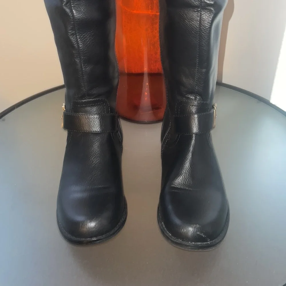 Letoya | Black Faux Leather Knee Hight Boots